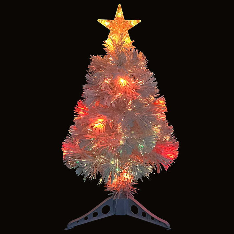 vidaXL Künstlicher Weihnachtsbaum mit Glasfaser-Beleuchtung in Weiß, Höhe: 64 cm - Bild 3