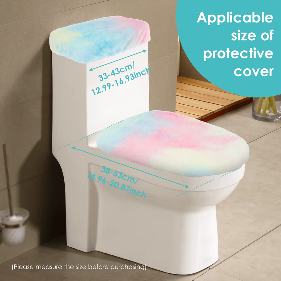 Willstar Toilettenbezüge und Toilettentankdeckel-Abdeckungsset aus weichem Plüsch in Schwarz und Multicolour für ovale Toilettensitze - Bild 3