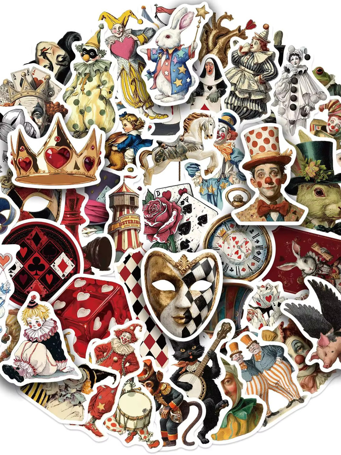 50 Stück Zirkus-Aufkleber mit Clown-Motiven in Multicolour für Laptop, Gepäck und DIY-Projekte - Bild 6