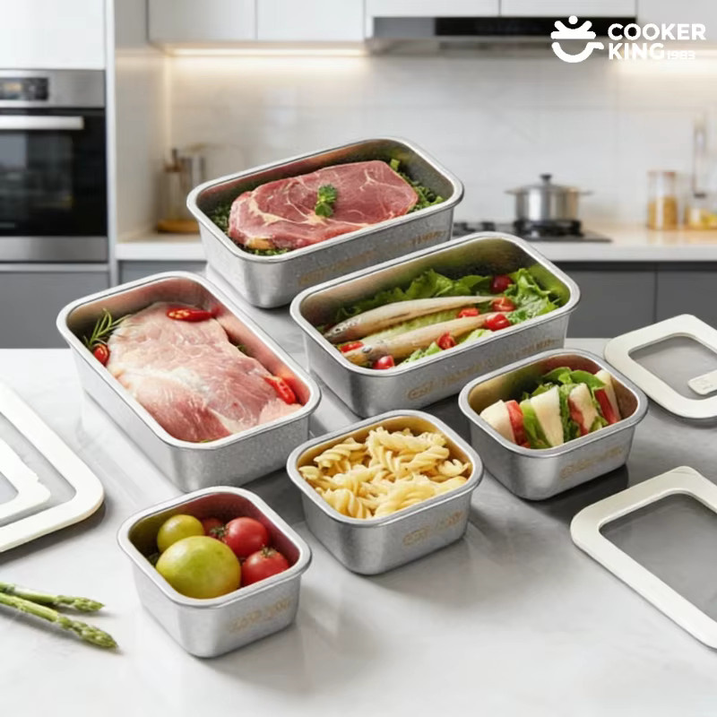 Cooker King Titan-Kristall-Frischbox Set aus Edelstahl in Transparent, 450 ml und 1000 ml - Bild 2