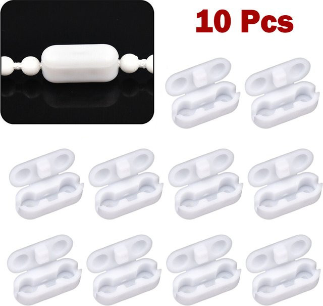 10 Stück Kettenverbinder Clips aus Kunststoff in Weiß für Rollo und Vorhang als Ersatz Zugschnurverbinder - Bild 1