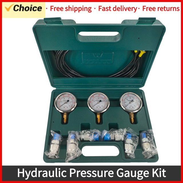 Hydraulikmanometer Druckprüf-Set für Bagger und Baumaschinen mit Testkupplung bis max. 8700 psi von meterk - Bild 1