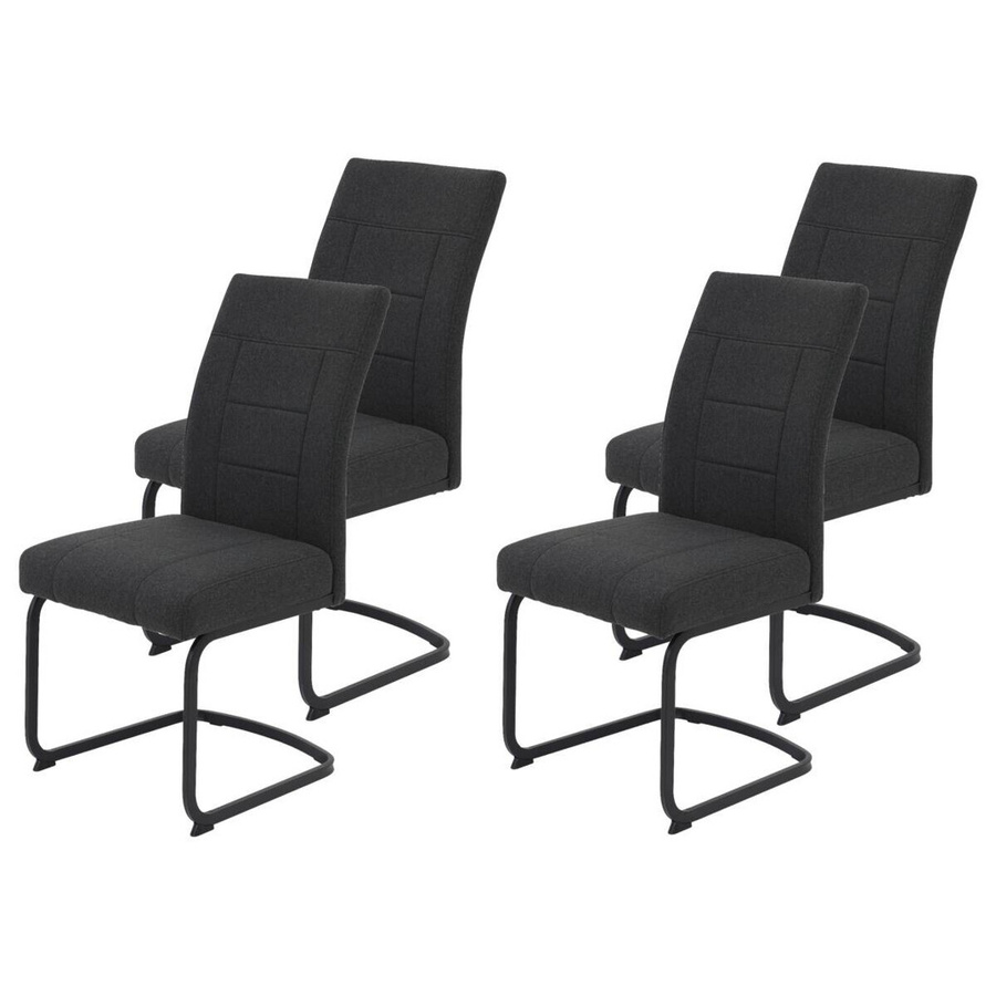 4er-Set Schwingstühle Hela Brindisi in Anthrazit mit Webstoff und Metallgestell, B/H/T: 48 x 98,5 x 67 cm - Bild 3