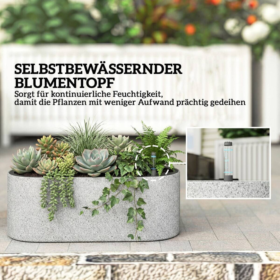 Outsunny 2er Set hängende Pflanzkübel mit Ablaufsystem in Hellgrau, B/T/H: 42 x 16 x 15 cm - Bild 4
