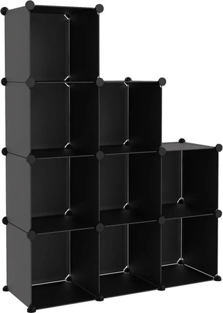 vidaXL Regalsystem mit 9 Würfeln in Schwarz, modernes Standregal aus Kunststoff und Metall für dein Home-Office, B/T/H: 124,0 x 94,5 x 32,0 cm