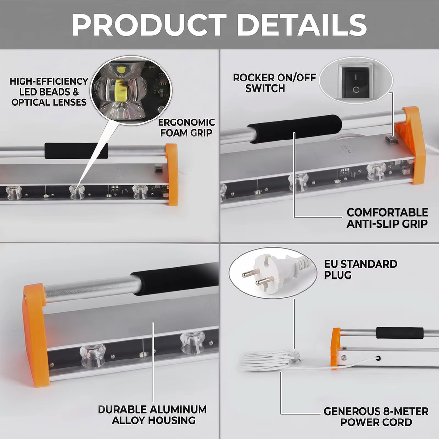 Podofo 39W LED Wandpolier-Arbeitsleuchte mit 2600 Lumen und 155 Grad Ultraweitwinkel für Trockenbau und Wandschleifen - Bild 5