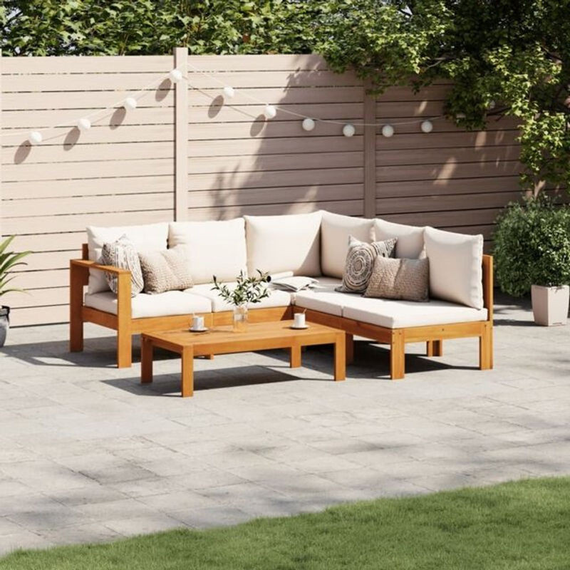 4-tlg. Garten-Sofagarnitur aus Massivholz Akazie mit Kissen in Beige von vidaxl - Bild 1
