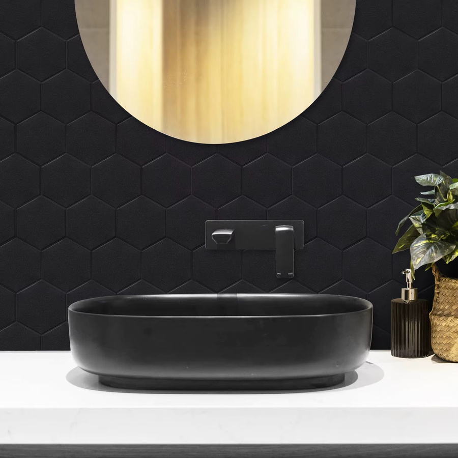 Vividtiles Wandfliesen Aufkleber aus wasserfestem Vinyl in Mattschwarz zum Aufkleben für Küche, Badezimmer und Wohnzimmer (10 Stück) - Bild 4