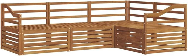 vidaXL Outdoor-Sofagarnitur aus Akazienholz in Braun, 4-teiliges L-Shape Set mit Ecksofa und Mittelsesseln - Bild 1