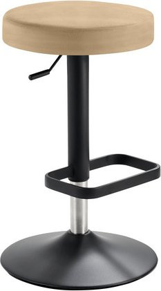 Mayer Sitzmöbel Barhocker Tresenhocker Tellersitz, höhenverstellbar, Mikrofaser in Lederoptik, beige, B/T/H: 44 x 44 x 55 cm, Gestell schwarz - Bild 1