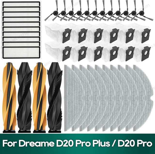 OSSIEAO Ersatzteil-Set für Dreame D20 Pro Plus und D20 Pro mit Hauptbürste, Hepa-Filter, Staubbeuteln und Mopptüchern in Multicolor - Bild 1