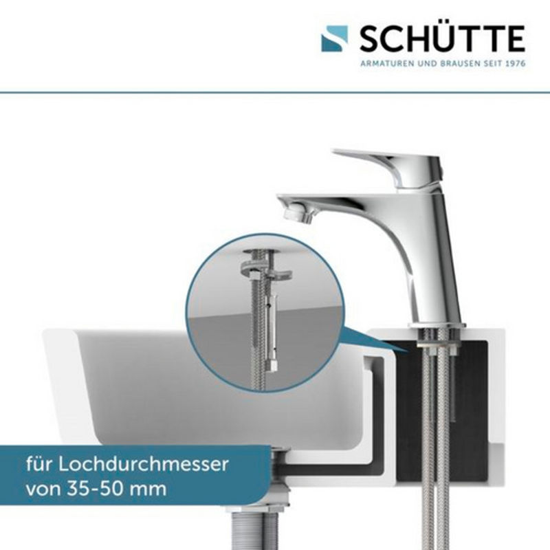 Schütte Waschtischarmatur Boston Einhebelmischer Chrom Silber mit Pop-up-Abfluss und Wassersparfunktion - Bild 5