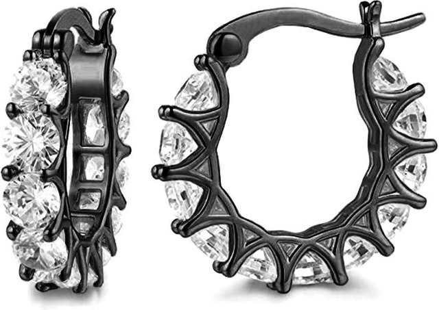 YIRAN Jewelry Creolen, Kupfer, Schwarz, Zirkonia, Damen - Bild 1