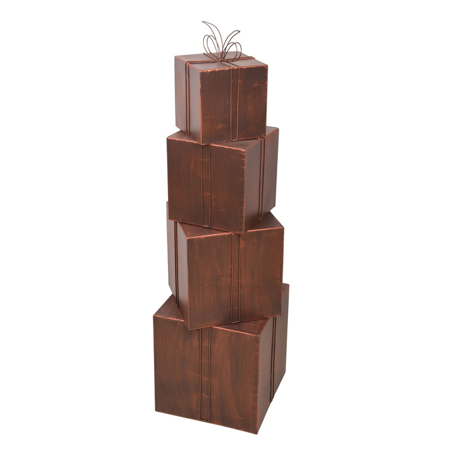 DELUKE MEFO Metall-Dekoration Geschenkpakete 4er Set aus Stahl in Rostfarben, B/T/H: 48 x 35 x 35 cm - Bild 2