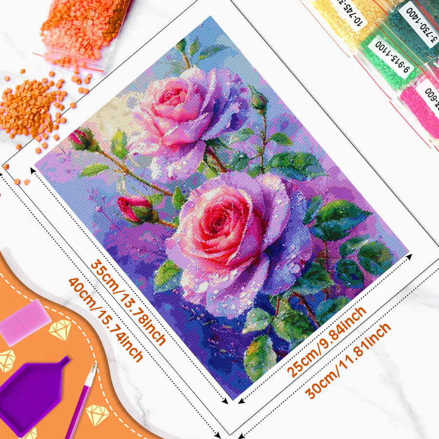Huacan Diamant-Malerei Set mit Rosen-Blumenmotiv in Multicolour für Erwachsene - Bild 2