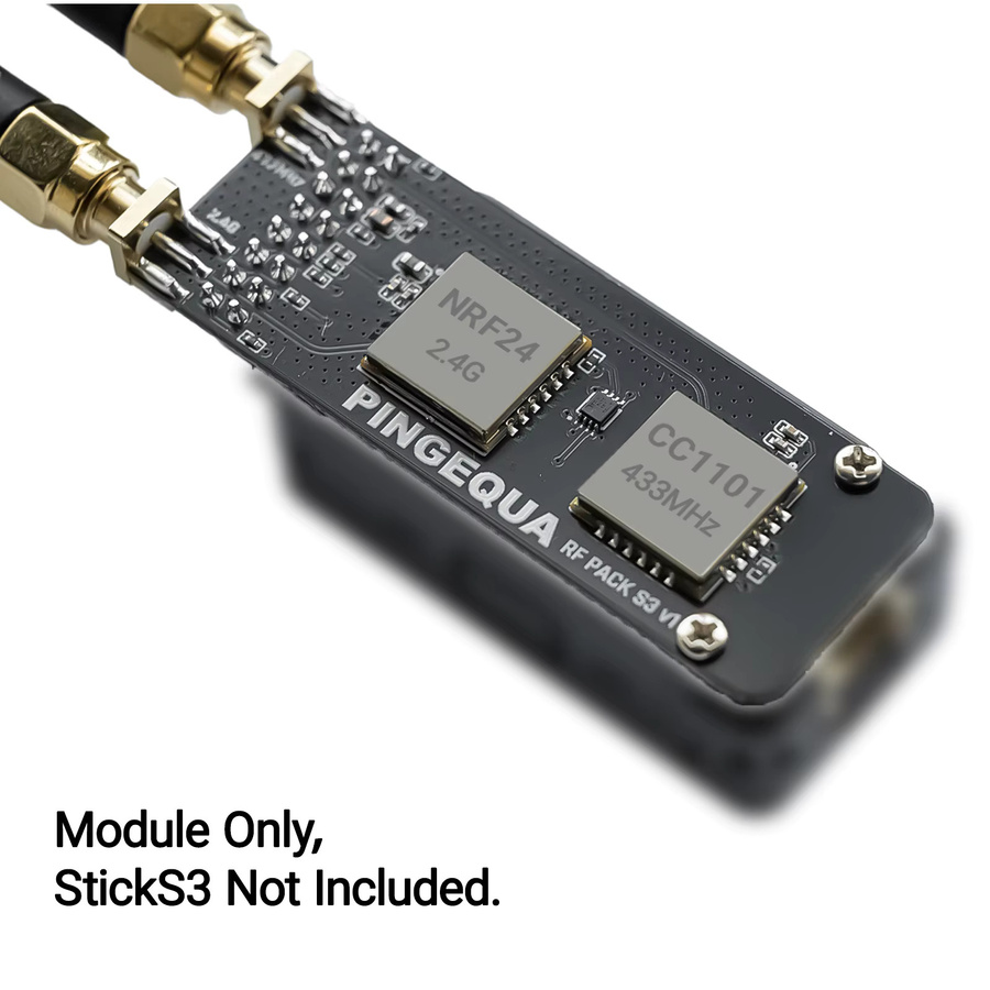 PINGEQUA RF PACK S3 Entwicklungsboard für M5Stack StickS3, 433MHz CC1101 & NRF24L01 RF Explorer, Bruce-kompatibel, Schwarz - Bild 3