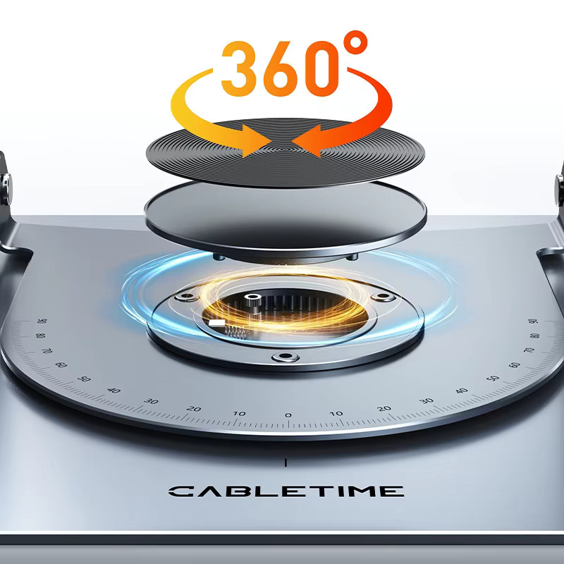 CABLETIME Aluminium-Laptopständer in Silber: 360 Grad drehbarer und faltbarer vertikaler Halter für MacBook Air Pro, iPad, Dell und Lenovo - Bild 6