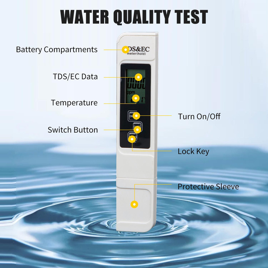 Igeteck Digitaler 3-in-1 Wasserqualitätstester für TDS, EC und Temperatur in Weiß - Bild 4