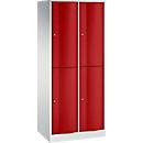 C+P Garderobenspind Resisto mit 2 Abteilen und 4 Fächern, Lichtgrau/Rubinrot, B/T/H: 77,2 x 54,0 x 195,0 cm - Bild 2