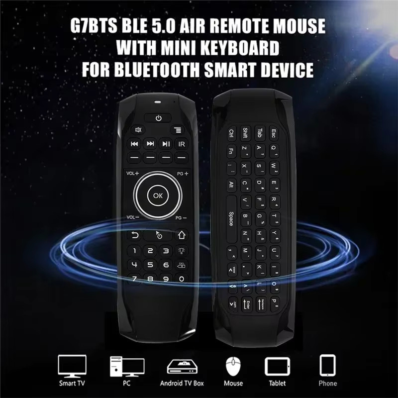 Luxuglow G7BTS Bluetooth-Tastatur 5.0 mit Gyroskop Air Mouse und IR-Lernfunktion, Mini-Tastatur mit Hintergrundbeleuchtung für Smart TV Box und PC, Schwarz - Bild 6