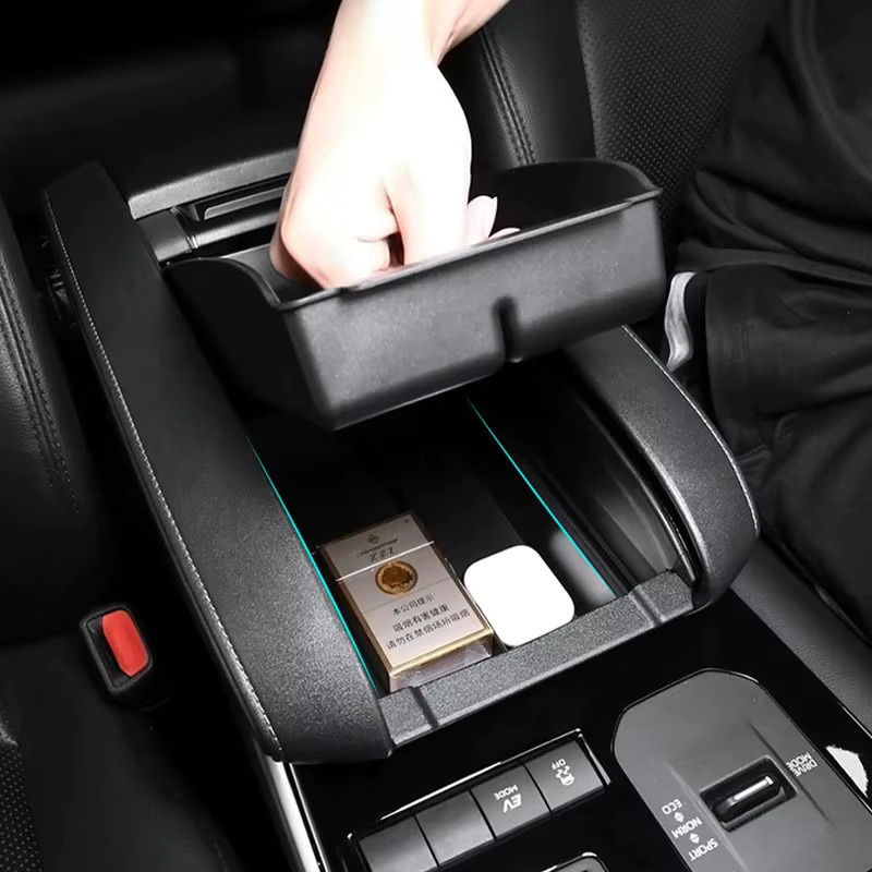 Chelumei Armlehnen-Organizer für Toyota Highlander XU70 Hybrid, Center Konsole mit Handschuhfach, Schwarz - Bild 3