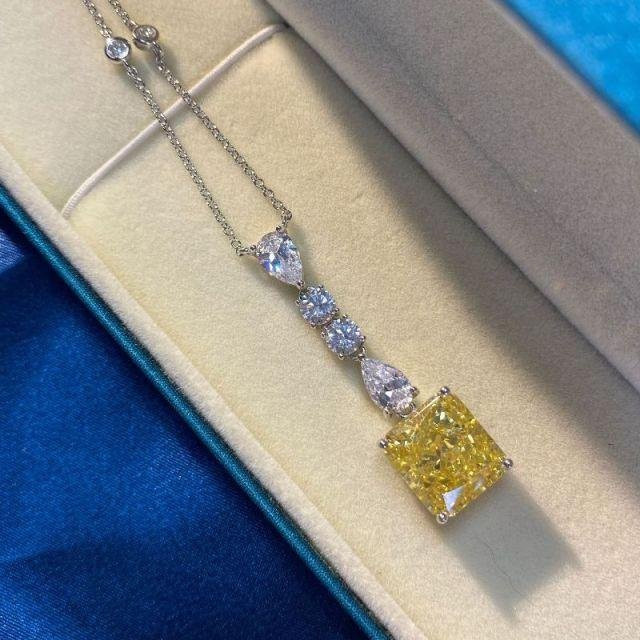 Halskette mit Anhänger, 925 Sterlingsilber, Topas, Diamant, Damen, grau - Bild 1