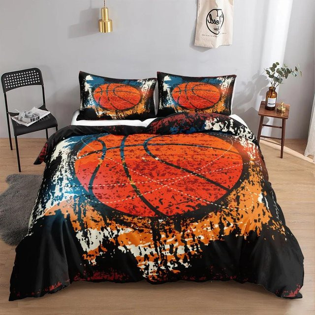 Basketball Bettwäsche-Set Your Warm Home für Kinder aus Polyester in Orange, bestehend aus 1x Bettbezug und 1x Kissenbezug, B/T/H: 135 x 200 cm und 50 x 70 cm - Bild 1