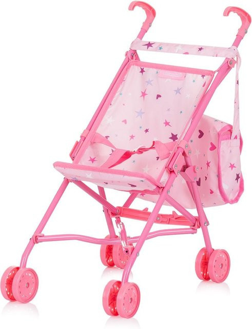 Chipolino Puppen-Zubehör-Set 3in1 Trixy Buggy Hochstuhl Tasche Laufstall rosa Sterne - Bild 1