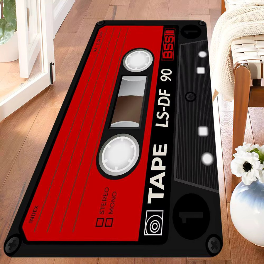 Potdemiel Retro Kassette Teppich Anti-Slip Fußmatte für Kinderzimmer, Schlafzimmer und Wohnzimmer - Bild 2