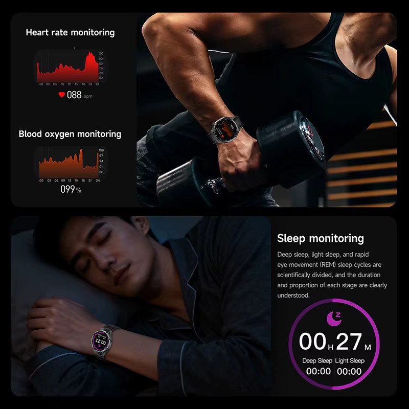 BOXUXING Watch 6 Pro Smartwatch für Herren in Silber mit AMOLED Always-On-Display, GPS-Tracker und Bluetooth-Anruffunktion, wasserdicht - Bild 4