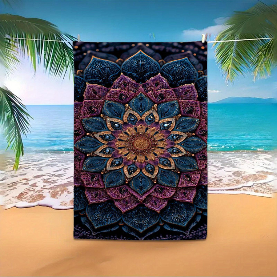 Dalangpa Bohemian Mandala Strandtuch aus Mikrofaser in Lila und Blau, Breite: 30 cm, Höhe: 60 cm - Bild 3