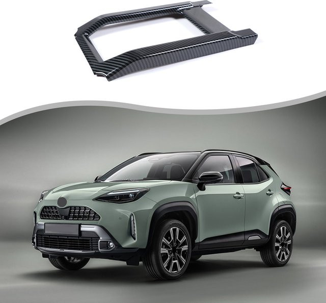 Suetlcoity Becherhalter Abdeckung in Carbon-Faser-Optik für Toyota Yaris Kreuz 2024 2025, Schwarz - Bild 1