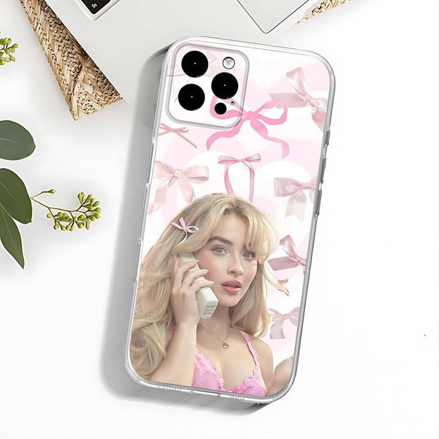 Transparente Handyhülle mit Sabrina Carpenter Motiv für Apple iPhone 11 bis iPhone 17 Pro Max, Plus, SE und Mini - Bild 1