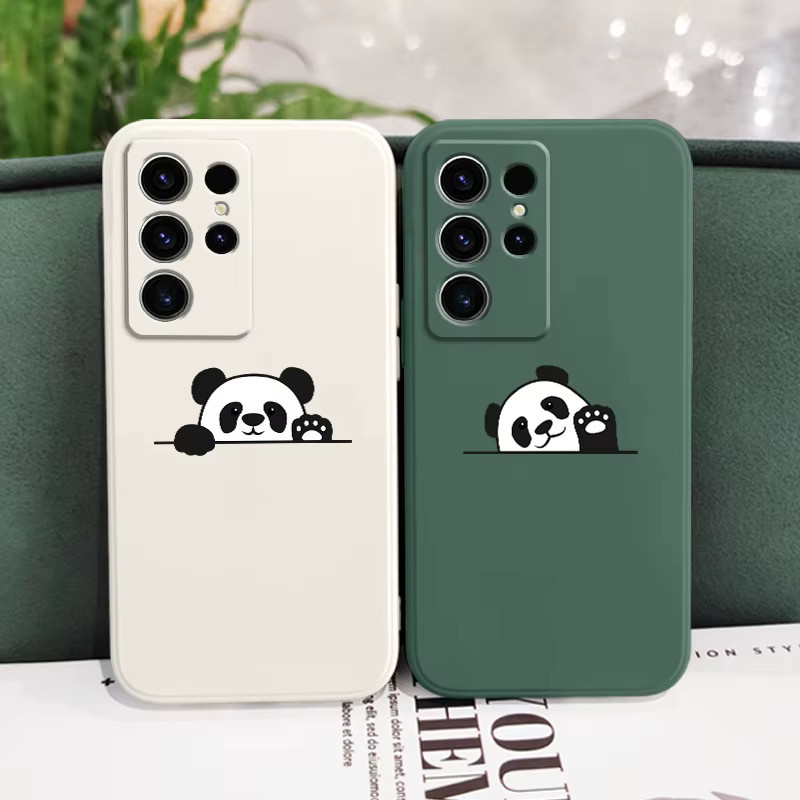 Panda Cute Label Silikonhülle für Samsung Galaxy S26 Plus Ultra in Weiß - Bild 3