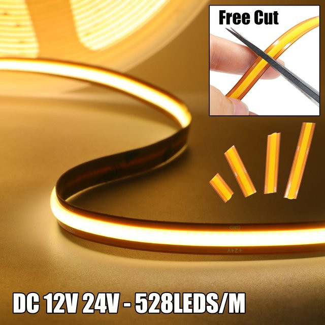 HEGEHE LED-Streifen Warmweiß, Selbstklebender Flexibler LED Bandstreifen, SMD, Silikon, DC 12 V 24 V, Cuttable - Bild 1