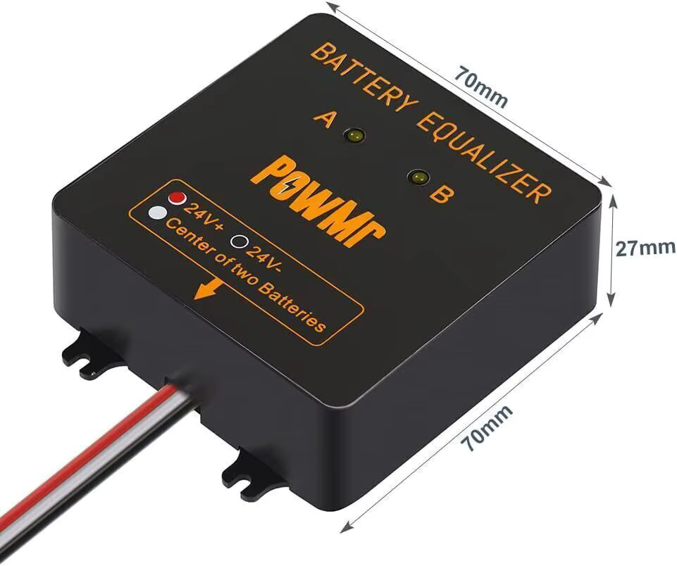 PowMr BE24 Batterieausgleicher mit LED-Anzeige, 24V Dual 12V Blei-Säure-Balancer in Schwarz, kaskadierbar für Solar- und Wohnmobil-Speicherbatterien, Spannungsausgleicher - Bild 5