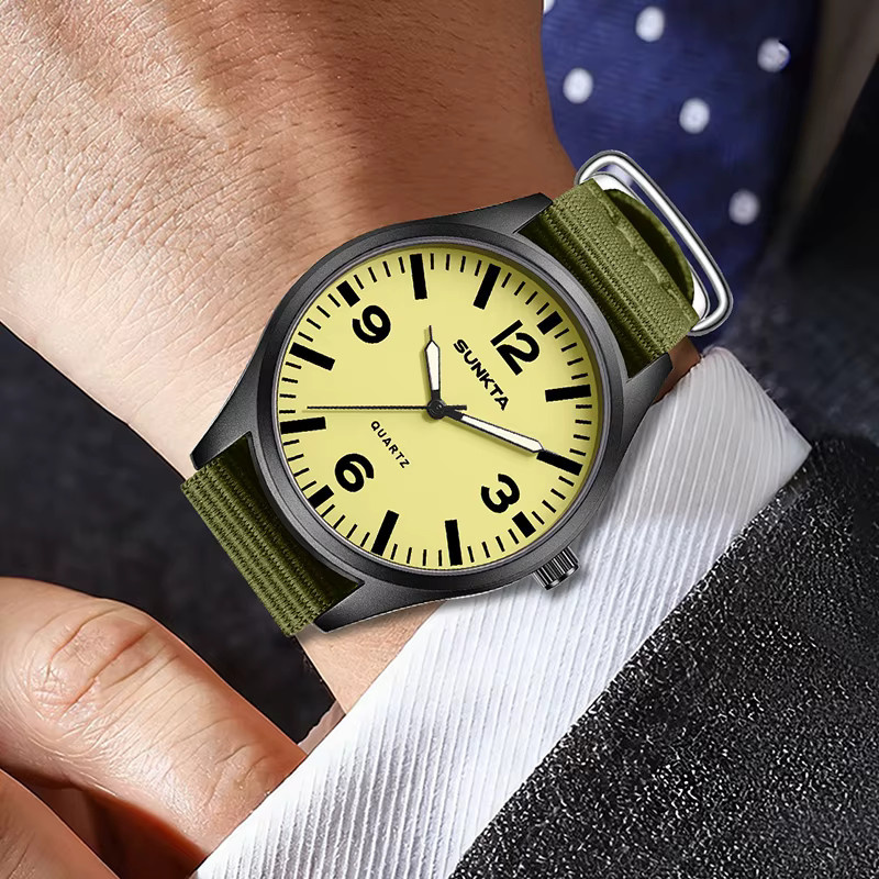 SUNKTA Armbanduhr, Quarz, Nylon, Herren, Leuchtzeiger - Bild 5