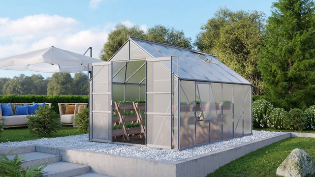 Vitavia Gewächshaus Meridian 9900 aus Aluminium in Silber mit Polycarbonat-Verglasung und 9,9 m² Fläche - Bild 1