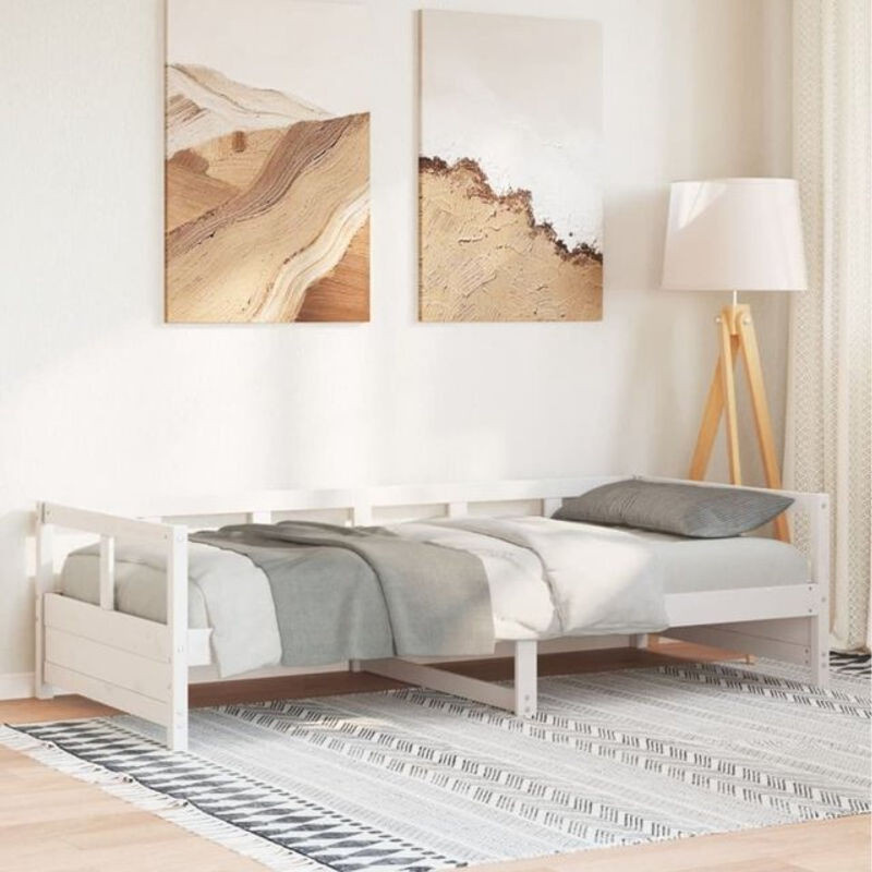 vidaxl Massivholzbett aus Kiefer als Tagesbett in Weiß im Landhaus- und Skandinavischen Stil, B/T/H: 200 x 80 x 87 cm - Bild 1