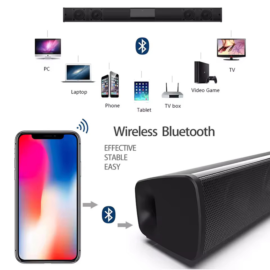 AyeBeau Bluetooth Soundbar mit drahtlosem Subwoofer und FM-Radio in Schwarz - Bild 3