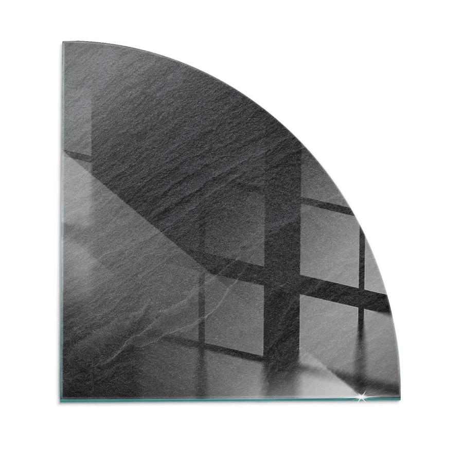 Tulup Glasplatte für Kamin in Schwarz mit Natursteinstruktur, B/T: 100 x 100 cm - Bild 2