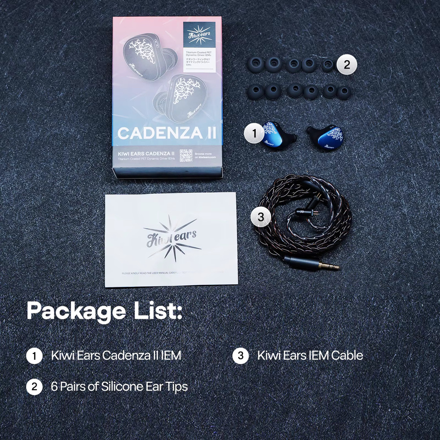 Kiwi Ears Cadenza II In-Ear HiFi-Ohrhörer mit 10mm Titan-Dynamischer Treiber und KARS 2.0 Premium-Konstruktion in Blau mit abnehmbarem Kabelsystem und 3,5 mm Klinkenanschluss - Bild 4