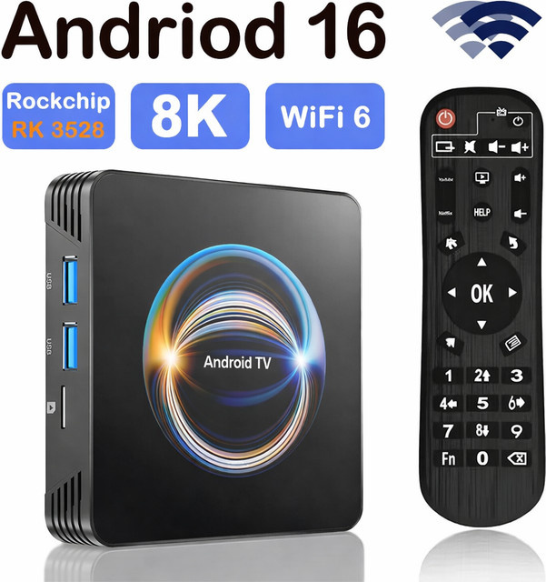 BLKJ Android 16.0 Smart TV Box 8K HD Streaming Media Player mit HDMI, Bluetooth und Dual WiFi 2,4G & 5G, Unterstützung für YouTube und Netflix, Schwarz - Bild 1