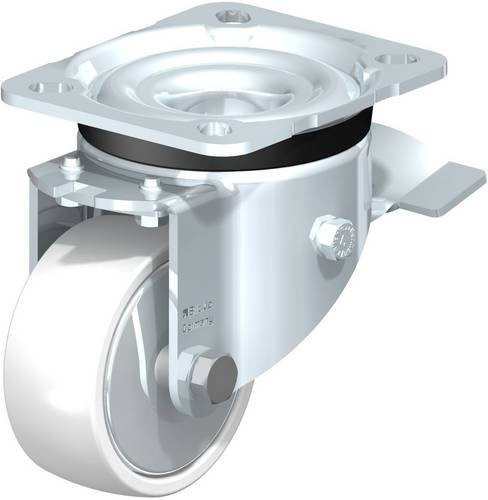 Blickle Lenkrolle LK-PO 75G-ST-FA mit Feststeller, Rad-Durchmesser: 75 mm, Tragfähigkeit: 200 kg, Farbe: Silber/Weiß - Bild 1