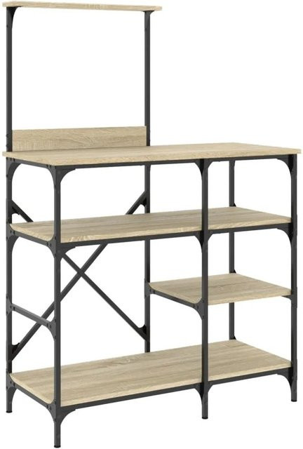 vidaXL Bäckerregal Sonoma-Eiche aus Holzwerkstoff und Metall, Farbe Braun, B/T/H: 90 x 40 x 132 cm - Bild 1