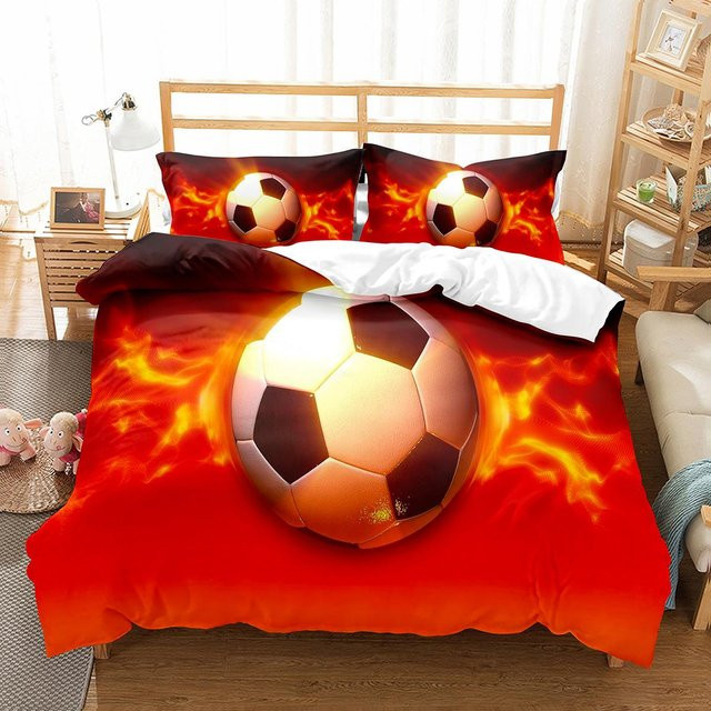 Fußball Bettwäsche Set für Kinder mit Bettbezug und Kissenbezug, Sport Thema Design, Mehrfarbig, B/H: 180 x 210 cm - Bild 1