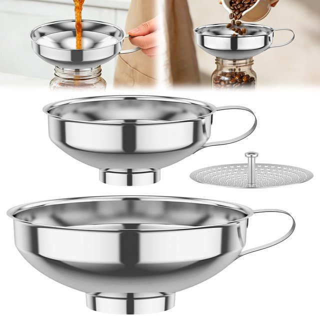 3-teiliges Trichter-Set von Willstar aus Edelstahl in Silber für Einmachgläser, Öl und Gewürze - Bild 1