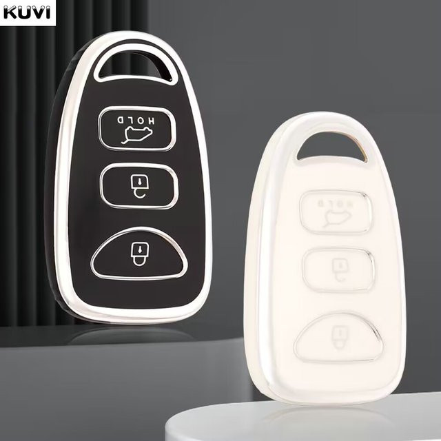 Kuvi TPU Schlüsselhülle für Hyundai Kia Elantra Sonata Accent Tucson Santa FE Carens 2007-2011 in Schwarz - Bild 1
