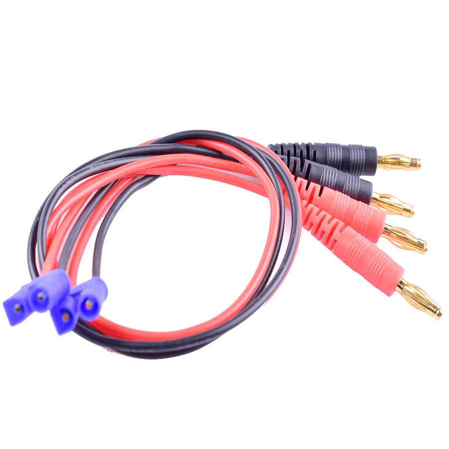 2er-Set RC-Ladekabel mit EC2-Stecker auf 4 mm Gold-Bananenstecker, 18 AWG, Farbe: Gold - Bild 1