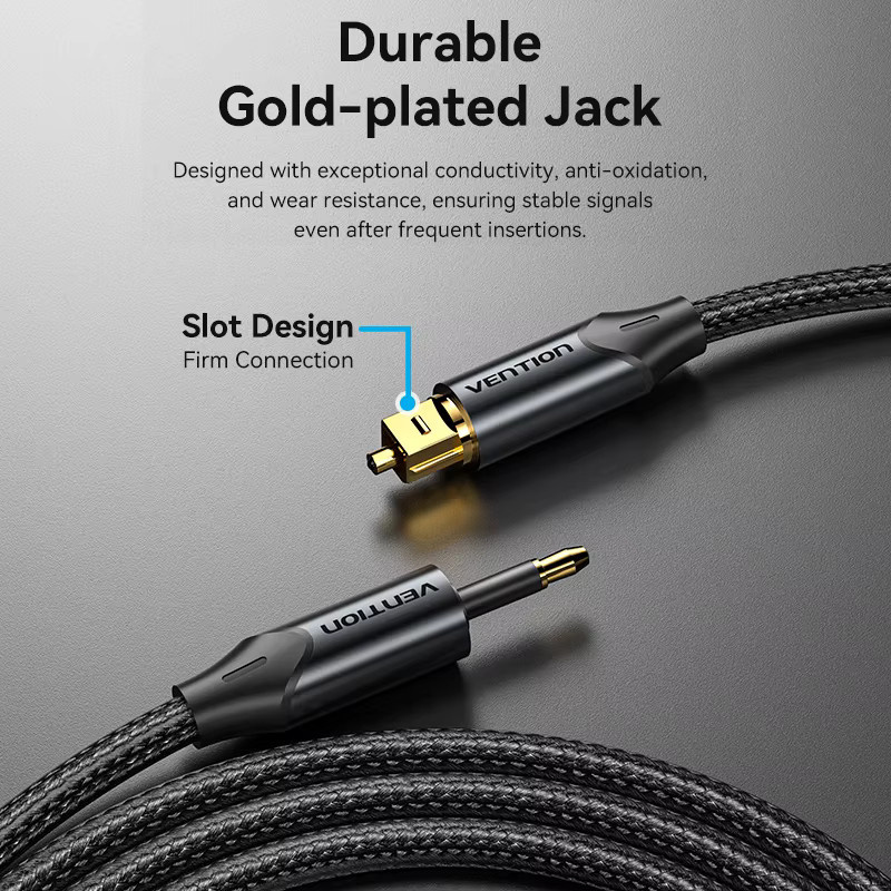 Vention Toslink SPDIF Koaxialkabel mit 3,5 mm Klinke als digitales optisches Audiokabel in Schwarz - Bild 3